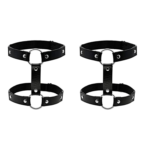 2PCS Leder Strumpfband Oberschenkel Strumpfhalter Leg Harness Garter Belt Oberschenkel Gürtel Strumpfband Leder Oberschenkel Ring Harness Suspender Gothic Gummi Nieten Strapsbänder Verstellbare von Xinlie