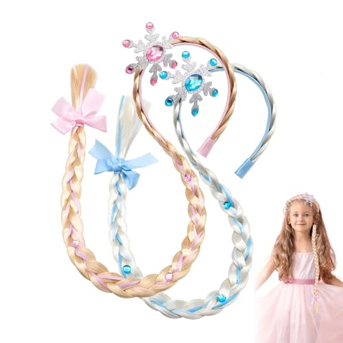 Xinlon 2 Stück Haarreifen Mädchen, Haarreif Prinzessin Zopf, Prinzessin Perücken Haarteile, Ankleiden Zubehör Mädchen Perücke Prinzessin für Princess Theatre Cosplay Karneval Geburtstag Party von Xinlon