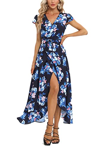 Xinlong Damen Kleid Sommer Casual Maxikleid Bohemien Kleid Lange Ärmellos Party Cocktailkleid Strandkleider Kleider Sexy von Xinlong