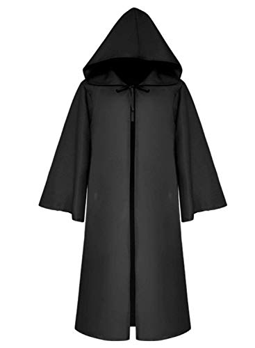 Xinlong Umhang mit Kapuze Halloween Fasching Cape Cosplay Mantel Kostüm Robe für Erwachsene (L (für Höhe: 170-175 cm), schwarz) von Xinlong