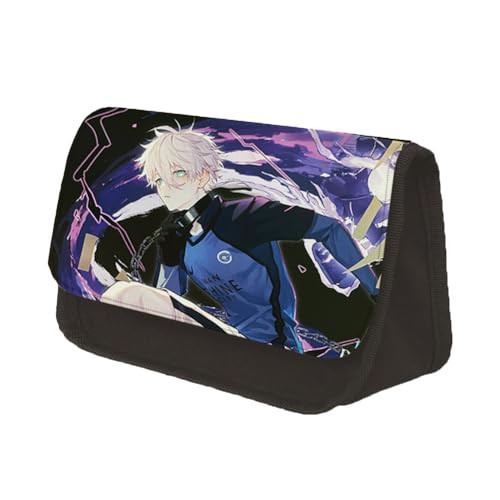 Xinnice Blue Lock Mäppchen Anime Isagi Yoichi/Seishiro Nagi Federtasche Polyester Doppelte Federmäppchen Bedruckter Bleistift-Organisator Große Schule Briefpapier Pouch (22 * 7.5 * 13cm) von Xinnice