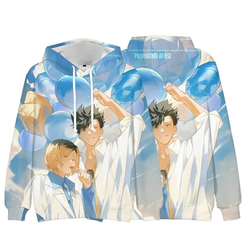 Xinnice Haikyuu Unisex Hoodie Tobio Kageyama/Shoyo Hinata 3D-Druck Kapuzenpullover Anime Volleyball Junior Sweatshirt Herren Damen von Xinnice