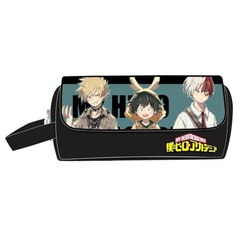 Xinnice MHA Anime Big Capacity Pencil Case Midoriya Izuku Pen Case Bakugou Katsuki Stationery Bag with Compartments Back to School von Xinnice
