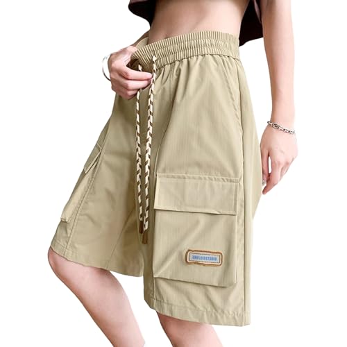 Xinor Shorts Damen Cargo Kurze Hose Sommer Baggy Wasserdicht Knielange High Waist Bermuda Shorts mit Taschen Weites Bein von Xinor