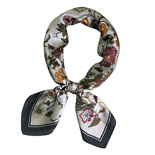 Xinqiao Damen Seidenschal mit Blumenmuster, Satin, 15 x 145 cm Gr. Small, 2 Grey von XINQIAO