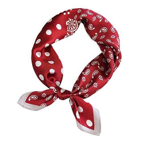 Xinqiao Halstuch, 100 % Maulbeerseide, quadratisch, Satin, Blumenmuster Gr. One size, 02 rot von XINQIAO