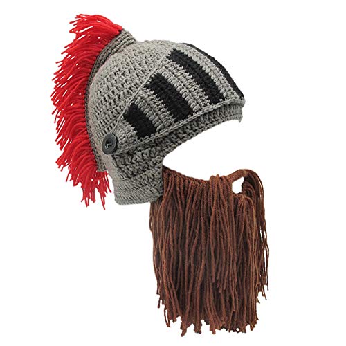Xinqiao Herren Strickmütze mit römischen Rittern, Handarbeit, lustige Mütze - Braun - Einheitsgröße von XINQIAO