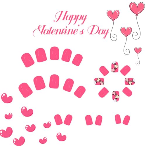 Acrylnägel Zum Aufkleben Romantisches Geschenk Zum Valentinstag Kurze Quadratische Herzförmige Designs Mit Glänzendem Finish Für Modische Damen von Xinsheinelry