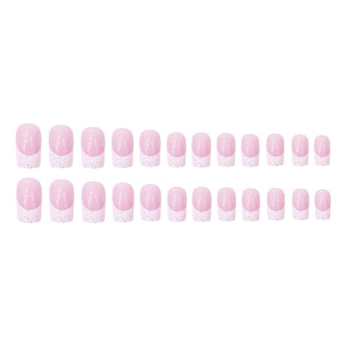 Elegante Quadratische Press On Nägel Glänzende Acryl Kunstnägel Mit Französischer Spitze Für Modische Frauen Und Schnelle Maniküre 24 Stück von Xinsheinelry