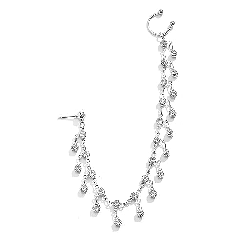 Elegante Strasssteine ​​Fransenkette Ohrenstudenthaut Clip Elegant Gefälschter Nasenclip Schmuck Punk Ohrringe Kette Für Frauen Mädchen von Xinsheinelry