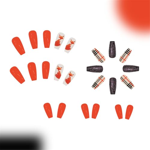Press On Nägel Glitzernde Künstliche Nägel Winter Acrylnägel Füchse Designs Glänzende Nägel Zum Aufkleben Für Frauen Und Mädchen 24 Stück von Xinsheinelry