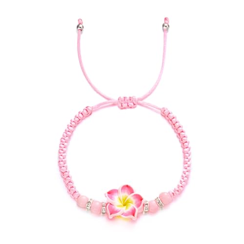 Xinsheinelry Handgefertigtes Geflochtenes Seilarmband Buntes Pflumeria Charme Blumenheiztband Armband Elegantes Strand Schmuck Hawaiian Inspiriertes Gewebtes Armband von Xinsheinelry