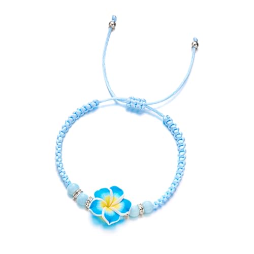 Xinsheinelry Handgefertigtes Geflochtenes Seilarmband Buntes Pflumeria Charme Blumenheiztband Armband Elegantes Strand Schmuck Hawaiian Inspiriertes Gewebtes Armband von Xinsheinelry