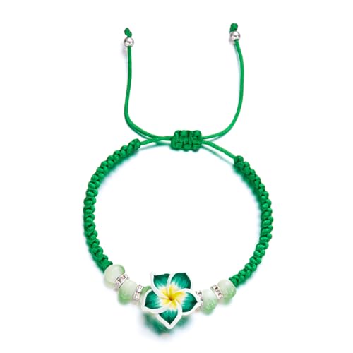 Xinsheinelry Handgefertigtes Geflochtenes Seilarmband Buntes Pflumeria Charme Blumenheiztband Armband Elegantes Strand Schmuck Hawaiian Inspiriertes Gewebtes Armband von Xinsheinelry