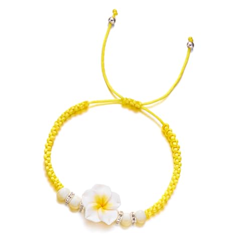 Xinsheinelry Handgefertigtes Geflochtenes Seilarmband Buntes Pflumeria Charme Blumenheiztband Armband Elegantes Strand Schmuck Hawaiian Inspiriertes Gewebtes Armband von Xinsheinelry