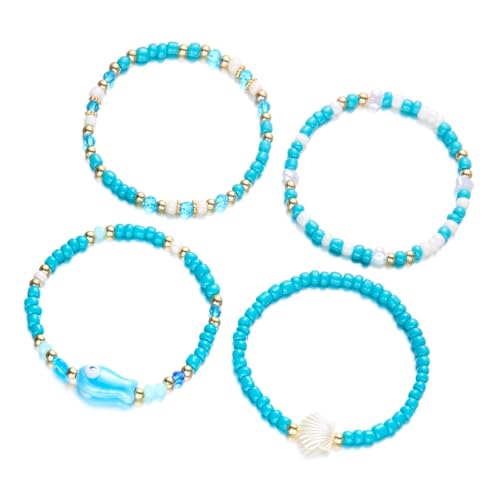 Xinsheinelry Keramikfisch Perlenarmbänder Heißer Stretch Handgelenk Ketten Schmuck Stapelbares Muscheln Design Strandzubehör Geschenke von Xinsheinelry