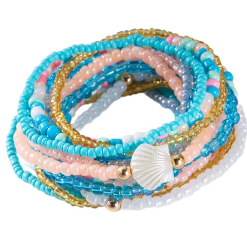 Xinsheinelry Mode Schicht Perlen Armband Praktisch Für Frauen Tragbarer Verstellbarer Schmuck Täglich Oder Formelles Verschleiß Handgefertigtes Geflochtenes Armband von Xinsheinelry