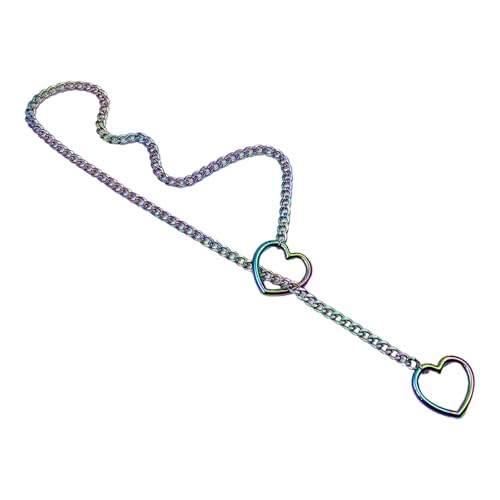 Xinsheinelry Mode Slip Chain Halskette Doppelte Herz Anhänger Heckchain Stylish Alltags Mode Accessoire Für Trendsetters von Xinsheinelry