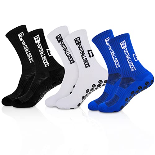 Xinstroe 3 Paare Sportsocken Fußball Herren, Anti Rutsch Grip Fußball Socken 38-46 Rutschfeste Sportsocken für Fussball Basketball Laufen Radfahren Marathon von Xinstroe