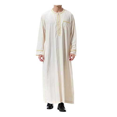 Xinvivion Muslim Herren Robes - Lange Ärmel islamisch Mittlerer Osten Dubai Thobe Saudi Arabien Ethnisch Dishdasha Kaftan Kandoura von Xinvivion