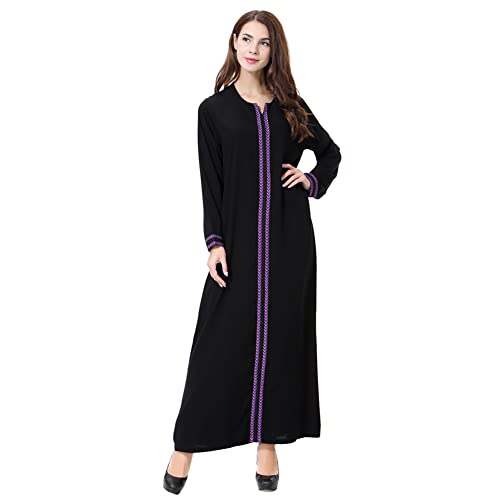 Xinvivion Muslimisches Maxikleid für Damen - Kirche Gebetskleidung Langarm Kaftan Arabische Robe Islamische Ethnische Kleidung (Nicht Enthalten Hijab) von Xinvivion