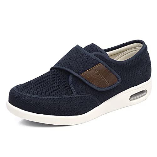 Xinwanhong Diabetiker Schuhe für Geschwollene Füße, Orthopädische Schuhe Herren Damen, Klettschuhe Verbandschuh, Mesh Atmungsaktive Wanderschuhe, Gesundheitsschuhe, Präventivschuhe, Blau, 38 von Xinwanhong