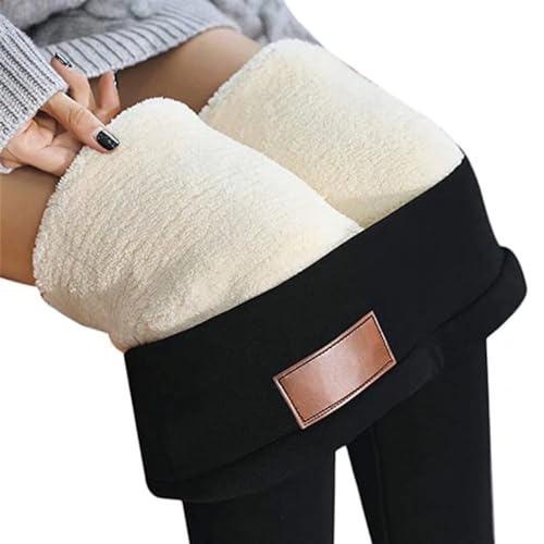 Xinwanhong Thermo Leggings Damen, Gefüttert Leggings Fleece Thermohose, Verdickte Plüsch Leggins Blickdicht, High Waist Thermounterwäsche Warm Lang Strümpfhose, Schwarz, XL von Xinwanhong