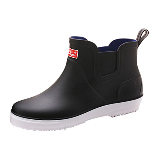 Xinwcang Herren Regenstiefel Wasserdicht Atmungsaktiv PCV Gummistiefel Kurzschaft Regen Boots Schwarz Asia 44 von Xinwcang