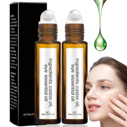 Rollerball Rizinusöl, Augenroller für Frauen, Augenroller, Augencreme für dunkle Augenringe, Rizinusöl und Weihrauch, Augenroller-Serum, Augenbelastungsentlastung, straffende Augencreme, 2 Stück von Xinyig