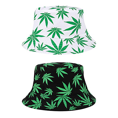 Xinzistar 2 Stück Fischerhut für Damen Herren, Universal Bucket Hat Anglerhut Sommerhut Atmungsaktiv Faltbar Baumwolle Eimerhut Freizeithut Schwarz Weiß von Xinzistar