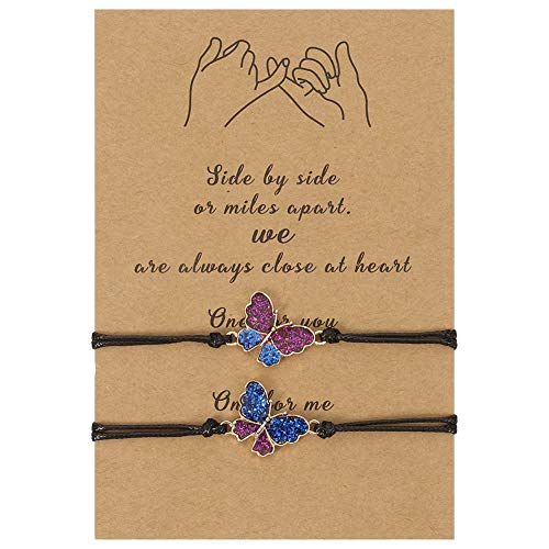 Xinzistar 2 Stück Freundschaftsarmbänder Armband Freundschaft Langstrecken Versprechen Matching Armbande für Damen Herren Paare Beste Freunde Mutter Tochter (Schmetterling) von Xinzistar