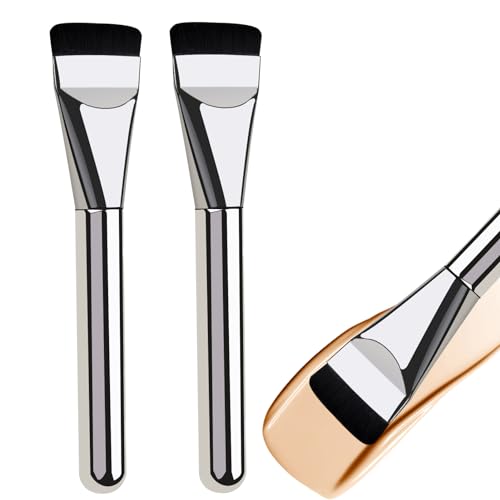 2 Stück Foundation Pinsel Flach, Puderpinsel für Flüssiger, Flach Foundation Concealer Brush, Ultra Thin Foundation Brush, Foundation Pinsel, Makeup Concealer Brush, Geschenke für Mädchen, Damen von Xionghonglong