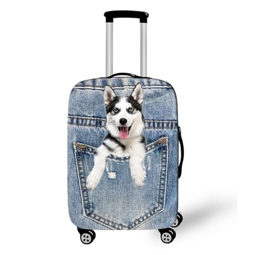 Mädchen Elastisch Reise KofferschutzhüLle Haustier Katze Hund Cowboy-Muster Travel SchutzhüLle Waschbar Schutzhaube FüR Koffer 29-32 Zoll KofferhüLle Luggage Cover (Style 1,M(22-25inch)) von Xisnuient