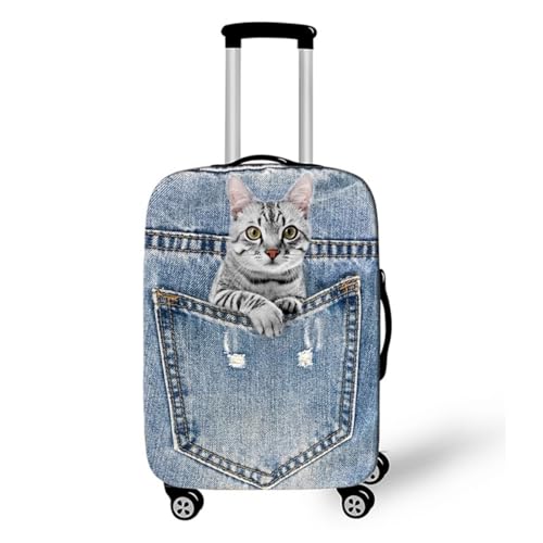 Mädchen Elastisch Reise KofferschutzhüLle Haustier Katze Hund Cowboy-Muster Travel SchutzhüLle Waschbar Schutzhaube FüR Koffer 29-32 Zoll KofferhüLle Luggage Cover (Style 3,L(26-28inch)) von Xisnuient