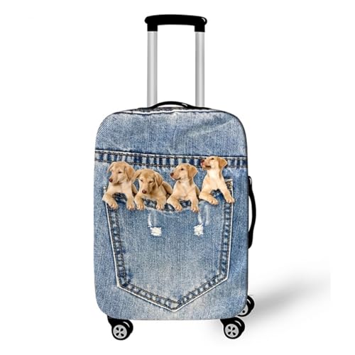 Mädchen Elastisch Reise KofferschutzhüLle Haustier Katze Hund Cowboy-Muster Travel SchutzhüLle Waschbar Schutzhaube FüR Koffer 29-32 Zoll KofferhüLle Luggage Cover (Style 4,XL(29-32inch)) von Xisnuient