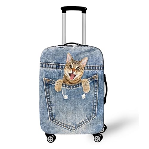 Mädchen Elastisch Reise KofferschutzhüLle Haustier Katze Hund Cowboy-Muster Travel SchutzhüLle Waschbar Schutzhaube FüR Koffer 29-32 Zoll KofferhüLle Luggage Cover (Style 5,L(26-28inch)) von Xisnuient