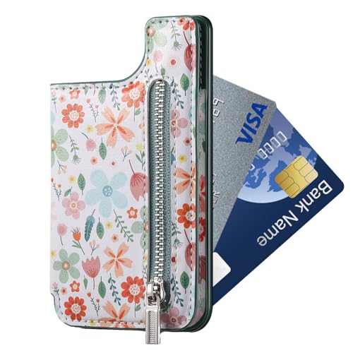 Xistuoz Handy-Kartenhalter – Handy-Brieftasche zum Aufkleben – kleine Blumenkartenhülle mit -Diebstahlsicherung für Münzen, Kreditkarten von Xistuoz