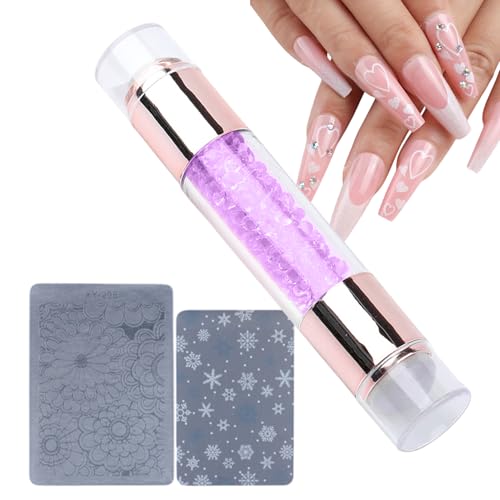 Xistuoz Nagelstempel – Home Stamping Stifte – Doppelendiges Design Strass verzierte Stempelstifte Kit für Frauen Salon Home Practice Use von Xistuoz