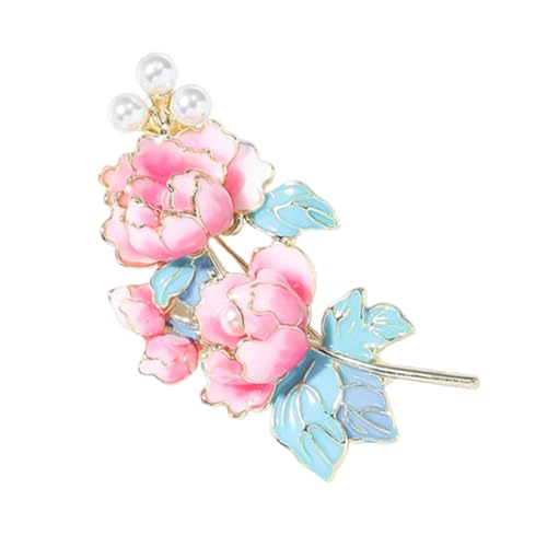 Xisulay Exquisite Brosche-Kee-resistente Blumenform Brosche Stift mit Kunstperlen Emaille Pin für Frauen detailliertes Mantelabzeichen Accessoire Wear-Resistant Rost-Sof-Design Design Rosa von Xisulay