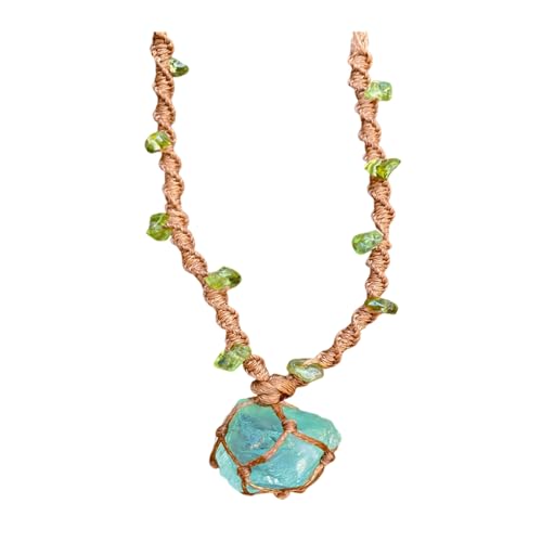 Xisulay Exquisite Halskette Naturstein handgewebte Seilkette und Kunstkristallarmband Vielseitige Schmuck Geschenk für Männer Frauen Allergiefreie Leichte langlebige Kette mit detailliertem Design B von Xisulay