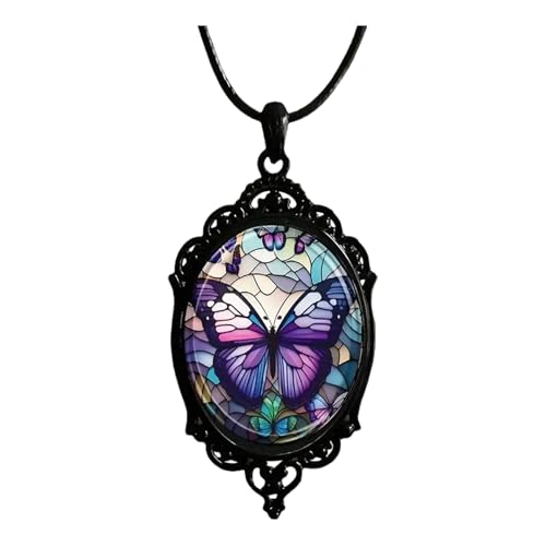 Xisulay Glänzender Legierungsbutterfly -Anhänger Halskette für Frauen Retro Legierung lila Baumle Schmuck Leichtes Statement tägliche Verschleiß vielseitiger Mode -Accessoire Elegantes Violett von Xisulay
