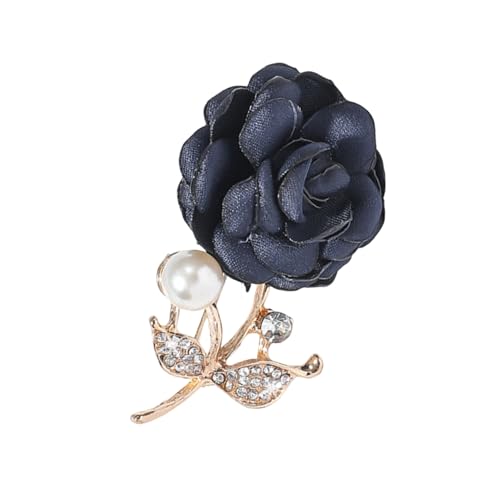 Xisulay Legierung Brosche Exquisite Kunstperlen Stoff Rose Brosche Elegante Künstliche Blume Pin mit Strass für Frauen Revers Zubehör für Mantel Hut oder Tasche Trendy Langlebig, Metall von Xisulay