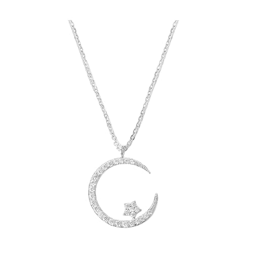 Xisulay Mond Halskette Hypoallergene Halskette Crescent Mond Stern Halsketten mit kubischem Zirkonia -Anhänger Elegantes hypoallergener Schmuck Geschenk für Frauen Teen Girls Lunar Design bequem Si von Xisulay