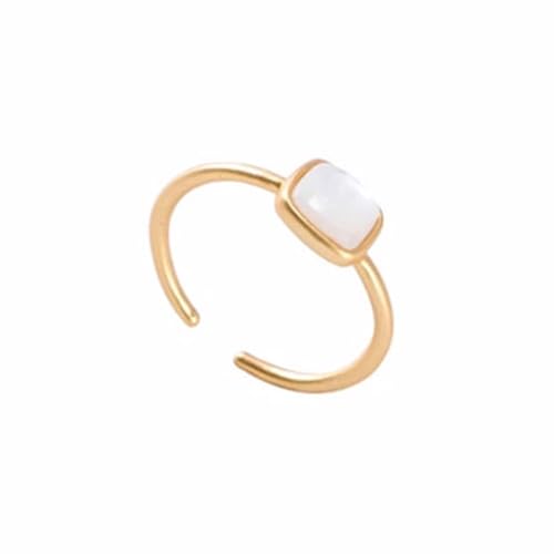 Xisulay Verstellbarer Öffnungsring Frauen Retro Französischer Stil Verstellbarer quadratischer Emaille Ring Vintage Tropftropfen Fingerband Mode Schmuckzubehör Geschenk Weiß von Xisulay