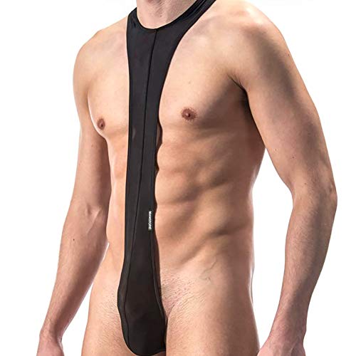 Xiton 1 stück männer sexy Kragen Krawatte Body Tanga Butler v Sling Mankini Badeanzug Tangas Wrestling singulett Strumpf Bodysuit Underwear (schwarz) von Xiton