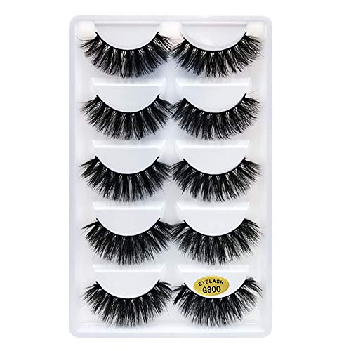 Xiton Makeup Zubehör 5Pairs 3D falschen Wimpern handgemachte Mink Lashes Dramatic Thick Gewirr Deluxe Falsche Wimpern Natur Fluffy Wimper Weiche Wiederverwendbare Wimper für Frauen Make-Up (G800) von Xiton