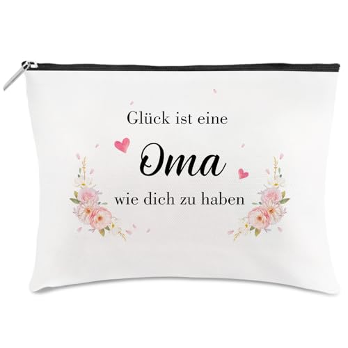 Kosmetiktasche für Oma - Elegante Schminktasche in Reisegröße mit Spiegel - Personalisierbares Geschenk für Großmutter, Mutter & Frauen - Ideal zu Weihnachten, Geburtstag, Muttertag als Geschenkset von XiuGlimpse