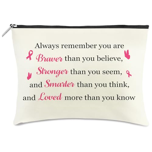 Pink Ribbon Krebsbewusstseinsgeschenke für Frauen, inspirierende Make-up-Tasche und Survivor-Essentials-Set, Stil 2, Brustkrebsbewusstsein von XiuGlimpse
