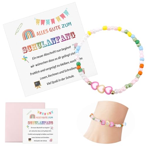 XiuGlimpse Armband Einschulung Mädchen 2025,Schulanfang Geschenk für Schulkind Mädchen mit Glücksbringer Design in Edler Optik,Ideal als Schultüte Füllung oder Überraschung zur Einschulung von XiuGlimpse