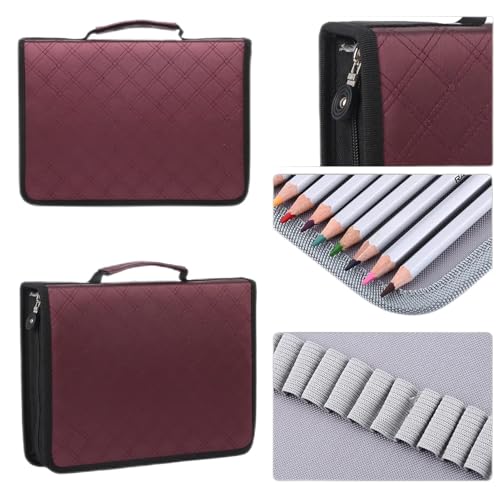 Xiuganpo Pencil Case Organizer, Art Pencil Case, Reißverschluss Große Kapazität für Freunde Studenten Künstler (Lila Rot) von Xiuganpo